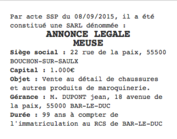 annonce legale meuse